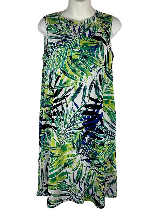 Apt. 9 Dresses & Skirts - Apt. 9 Dress Size S Tropical Leaf Print Shift Dress - Green, Blue & White